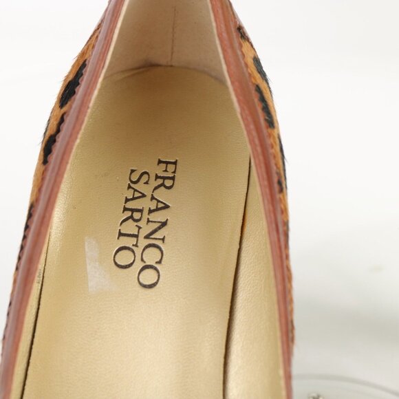 Franco Sarto Womens Empire Pump Size 8 Brown Leopard Calf Hair Heel Dress Shoe - Picture 3 of 12